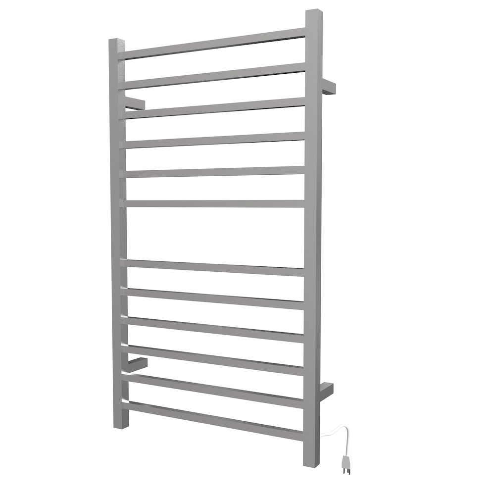 Radiant Large Square Hardwired + Plug-in Combo 12 Bar Towel Warmer in Brushed. Picture 2