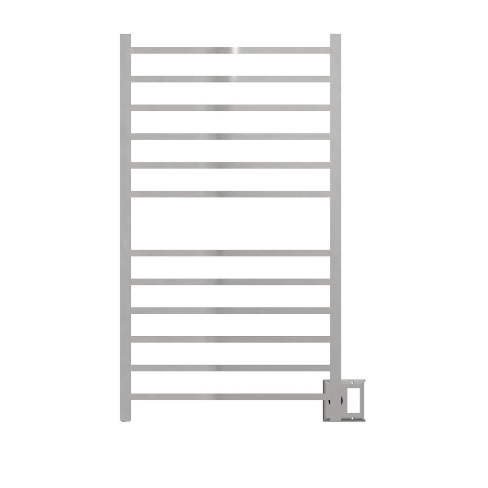 Radiant Large Square Hardwired + Plug-in Combo 12 Bar Towel Warmer in Polished. Picture 18