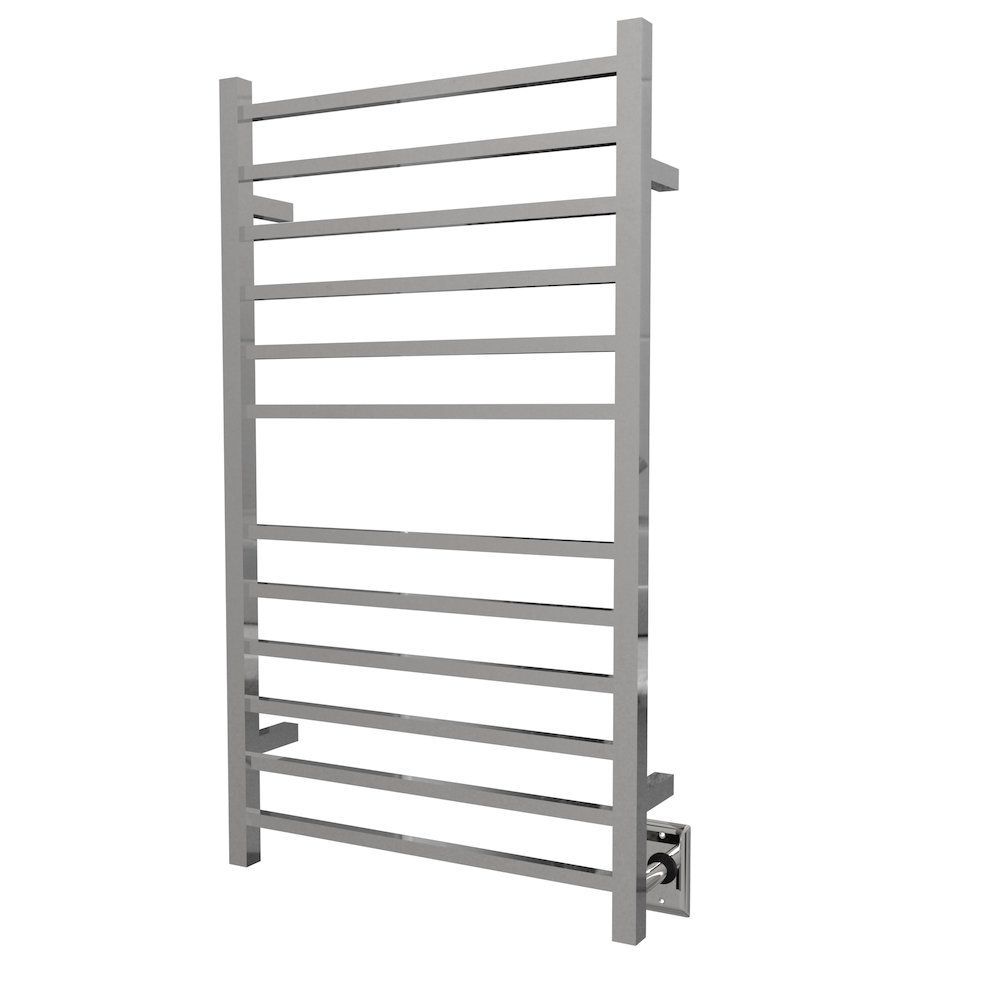 Radiant Large Square Hardwired + Plug-in Combo 12 Bar Towel Warmer in Polished. Picture 2