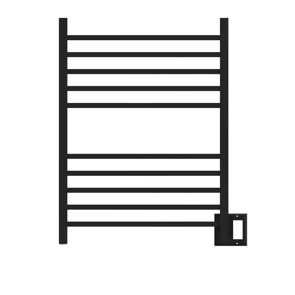 Radiant Square Hardwired + Plug-in Combo 10 Bar Towel Warmer in Matte Black. Picture 16