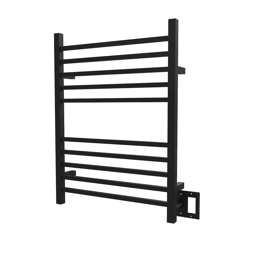 Radiant Square Hardwired + Plug-in Combo 10 Bar Towel Warmer in Matte Black. Picture 15