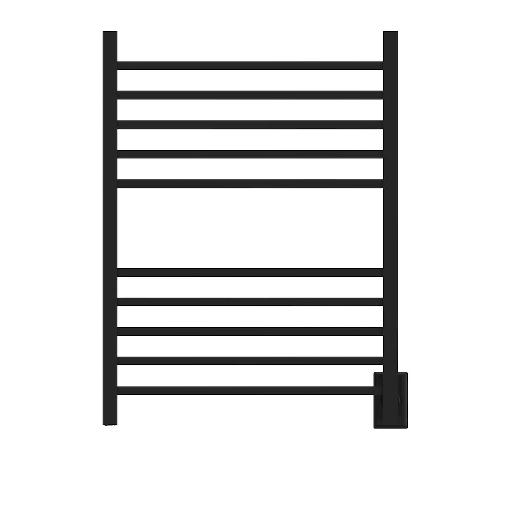 Radiant Square Hardwired + Plug-in Combo 10 Bar Towel Warmer in Matte Black. Picture 3