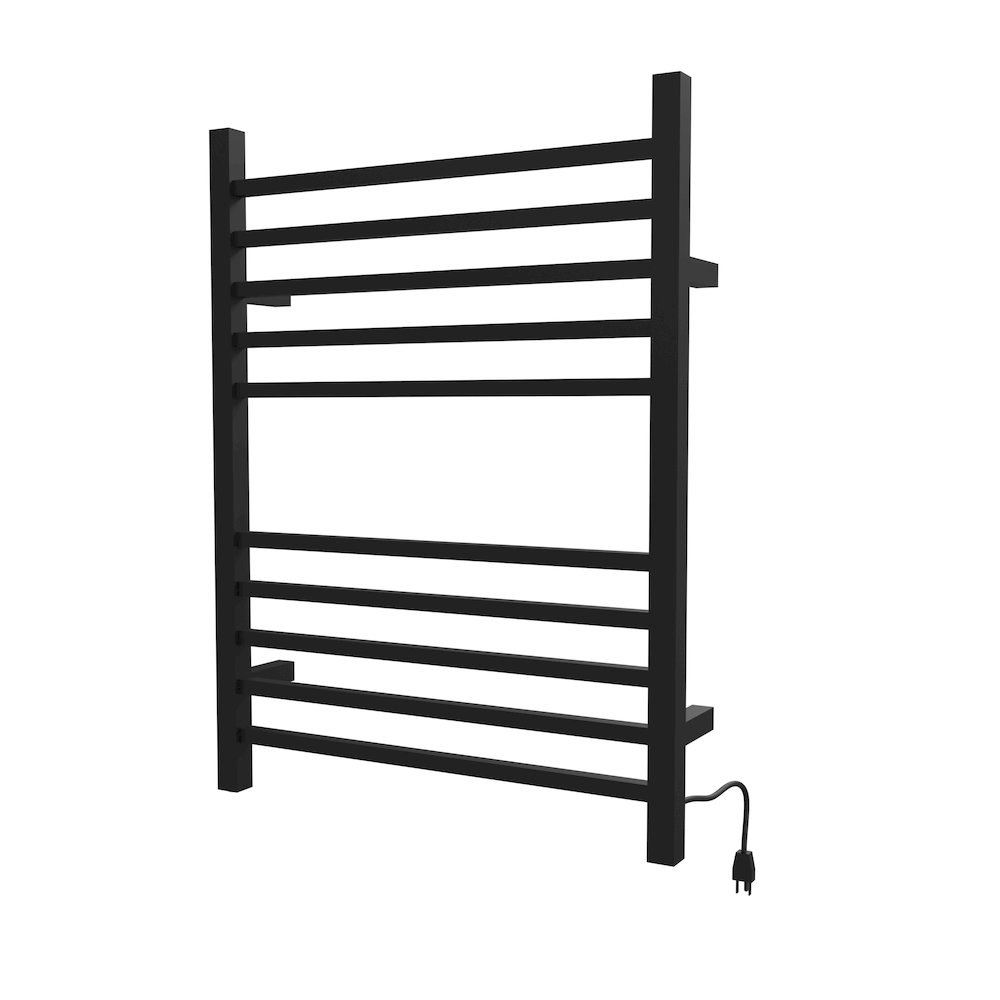 Radiant Square Hardwired + Plug-in Combo 10 Bar Towel Warmer in Matte Black. Picture 2