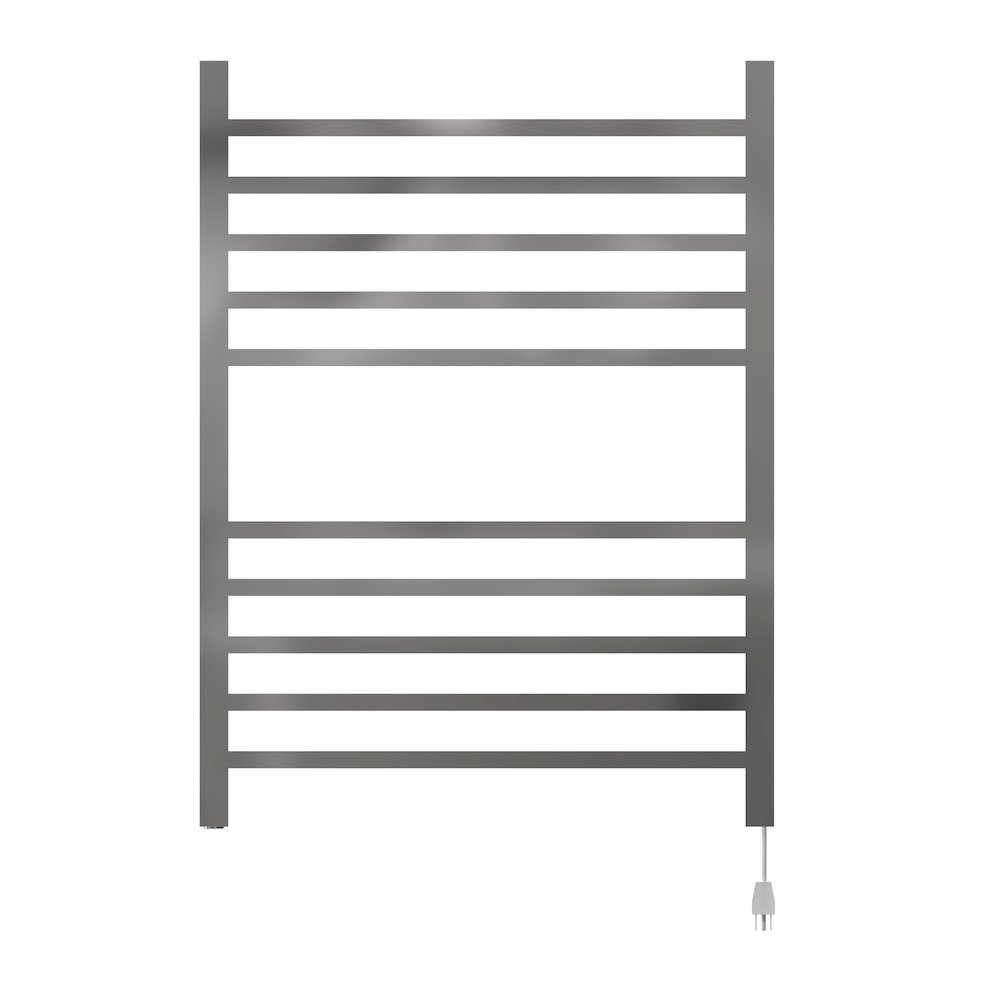 Radiant Square Hardwired + Plug-in Combo 10 Bar Towel Warmer in Polished. Picture 1