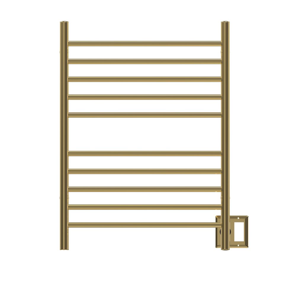 Radiant Hardwired + Plug-in Combo Straight 10 Bar Towel Warmer in Polished Gold. Picture 12