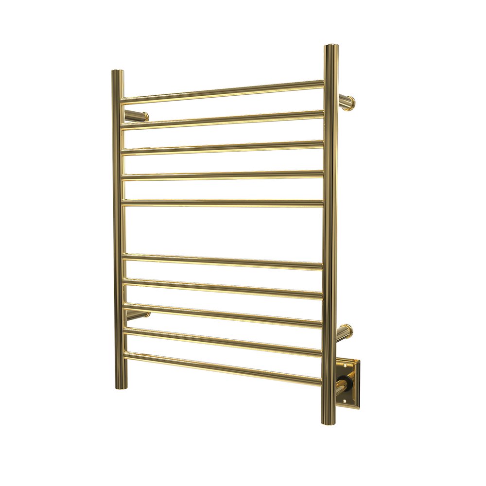 Radiant Hardwired + Plug-in Combo Straight 10 Bar Towel Warmer in Polished Gold. Picture 2