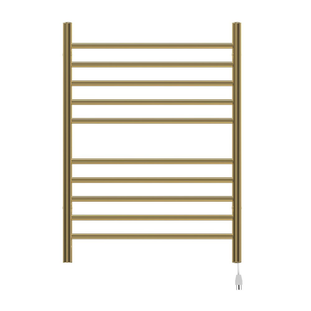Radiant Hardwired + Plug-in Combo Straight 10 Bar Towel Warmer in Polished Gold. Picture 9