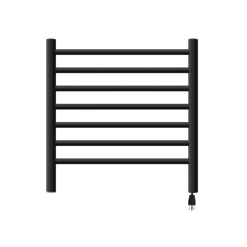 Radiant Small Hardwired + Plug-in Combo 7 Bar Towel Warmer in Matte Black. Picture 1