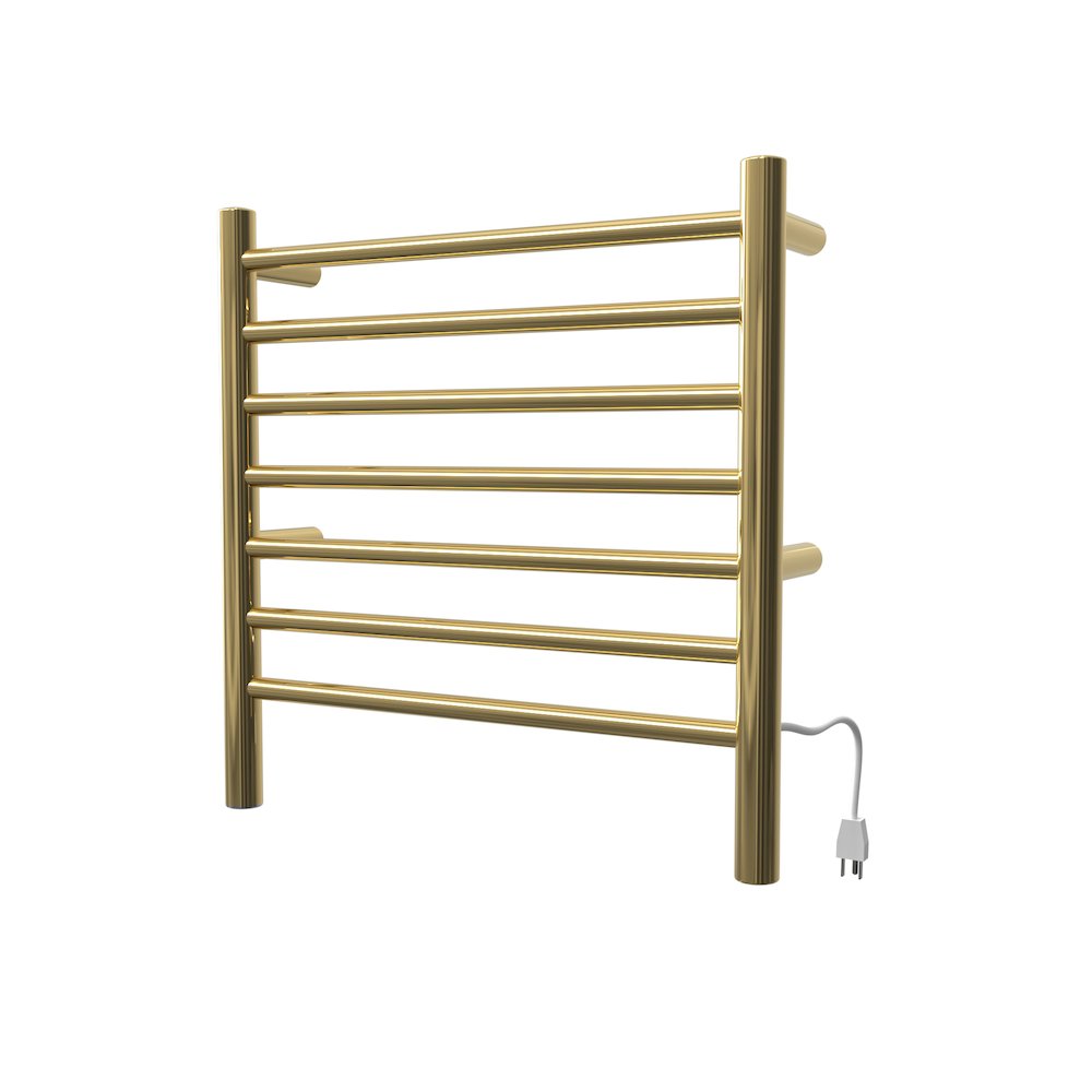 Radiant Small Hardwired + Plug-in Combo 7 Bar Towel Warmer in Polished Gold. Picture 1