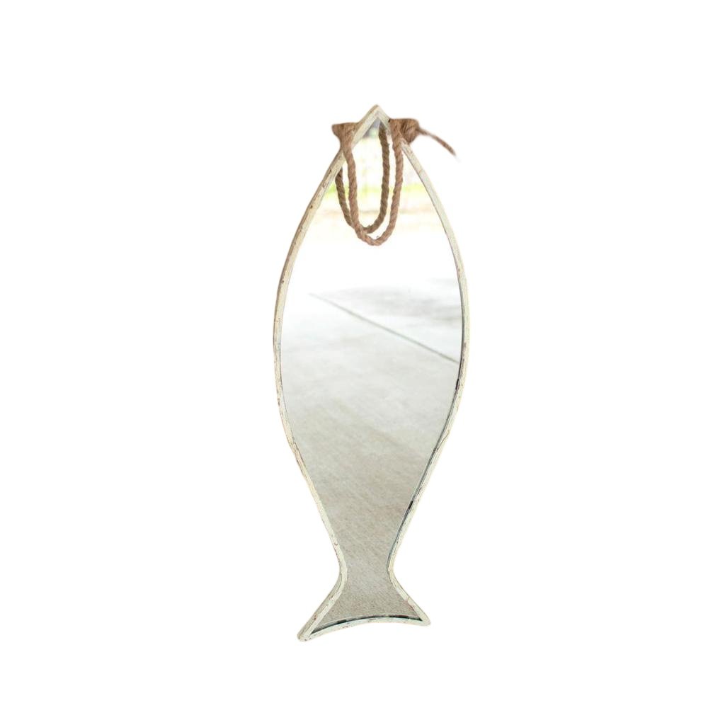 Vertical Fish Mirror With Rope Hanger. Picture 1