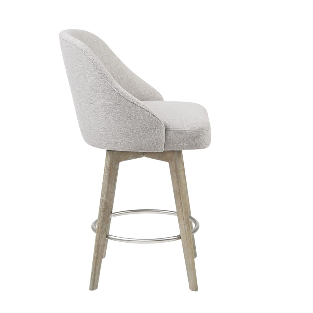 Gray Swivel Counter Stools with Solid Wood Frame, Ideal for Kitchen or Bar. Picture 5