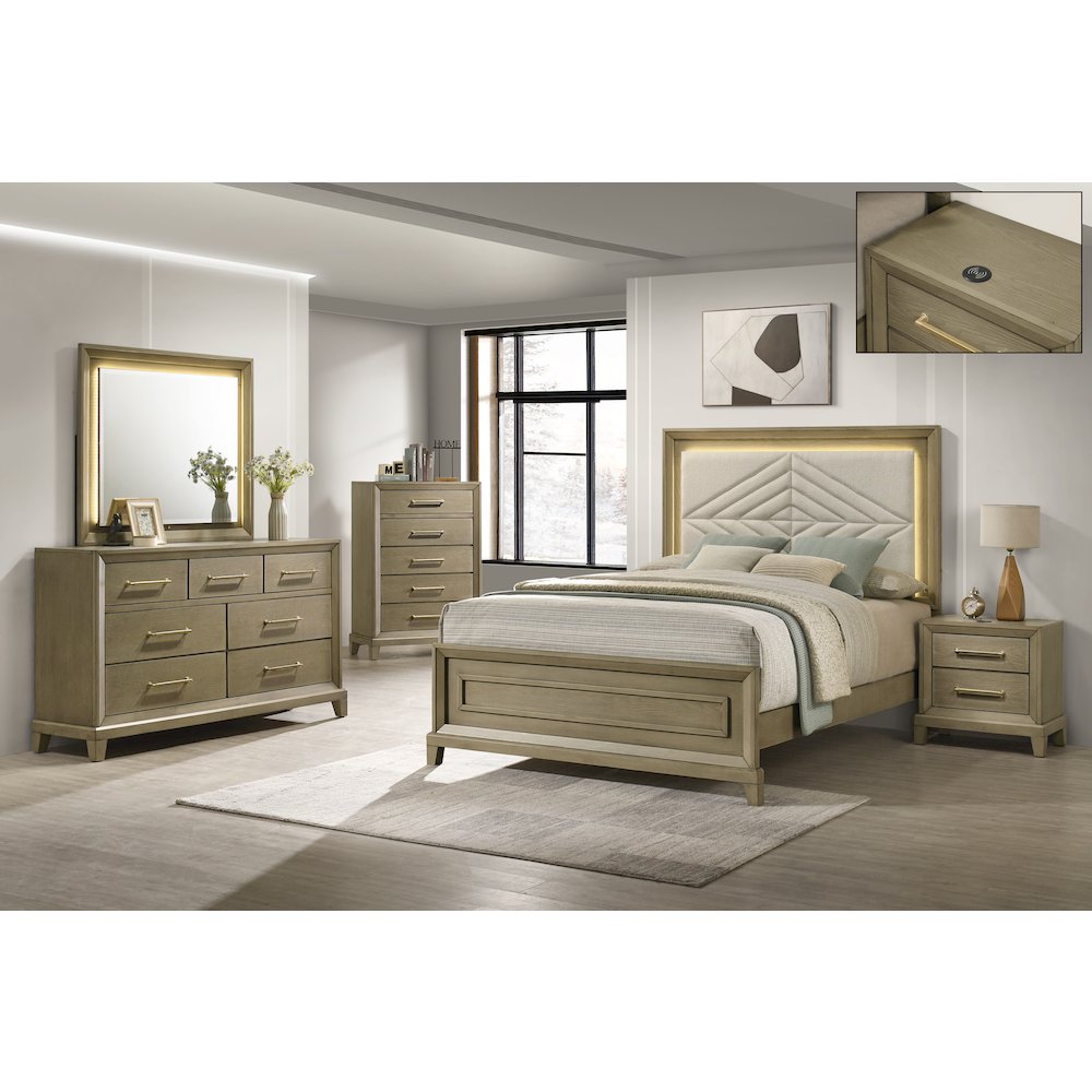 Dove Gray King Bed with LED Lighting. Picture 2