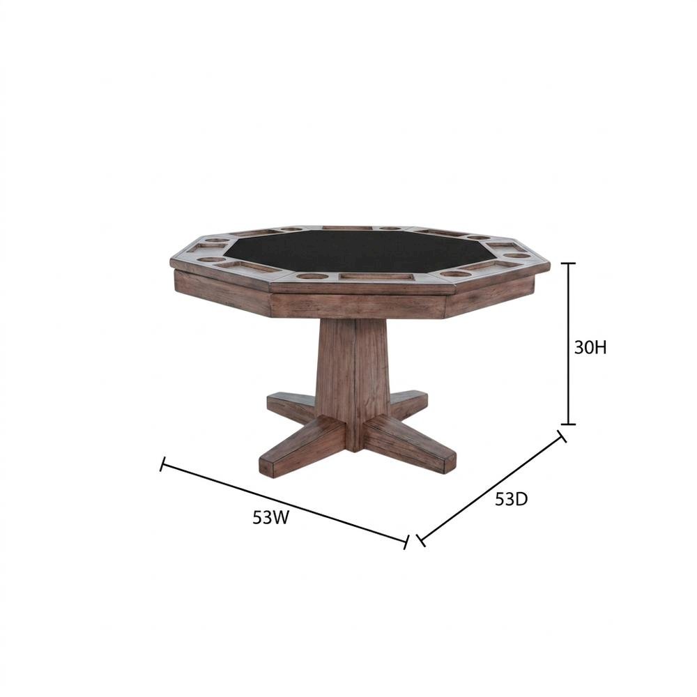 Solid Wood Game Table, Round Poker Table with Convertible Dining Surface. Picture 7