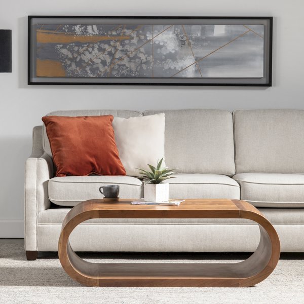 The Wood Cocktail Table Brown Wood 51x23x18" Modern Style. Picture 6