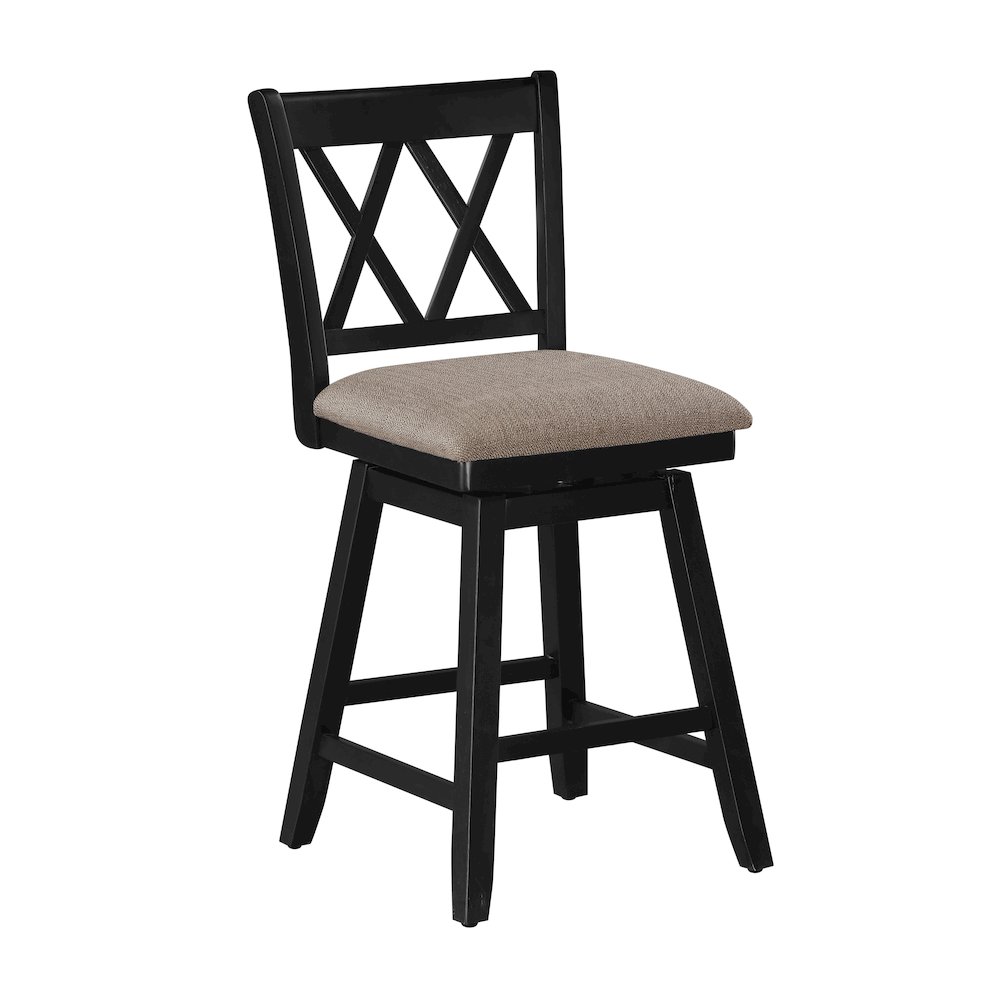 24in Brookline Swivel Barstool Pure Black. Picture 1