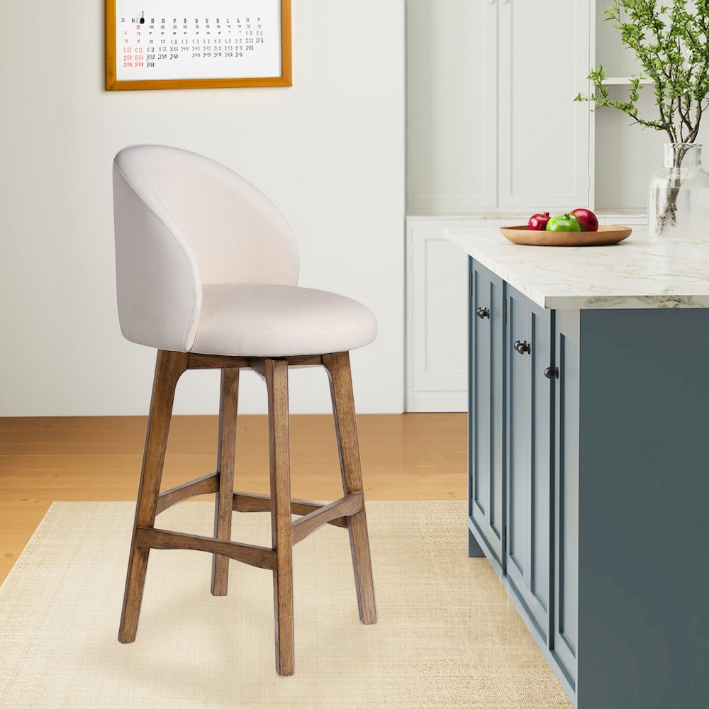 Garet Swivel Bar Stool - Rustic Natural Finish. Picture 2