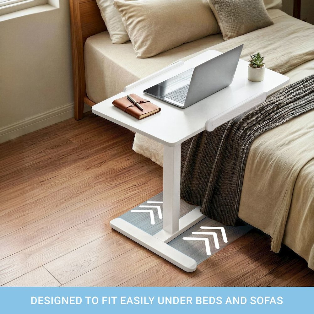 Techni Mobili Sit-to-Stand Rolling Adjustable Laptop Cart, White. Picture 2