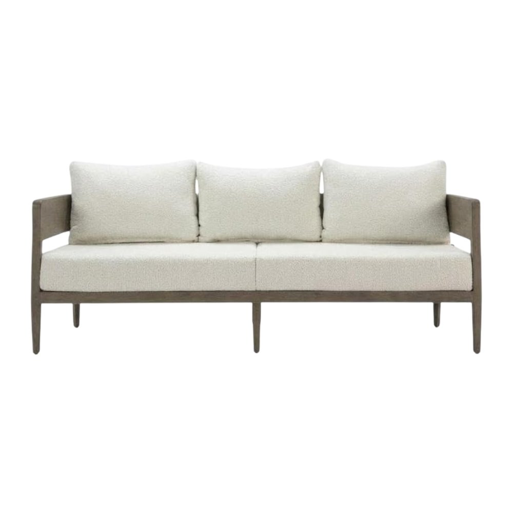 Beige Outdoor Sofa, 3-Seat Patio Couch With Aluminum Frame Design. Picture 4