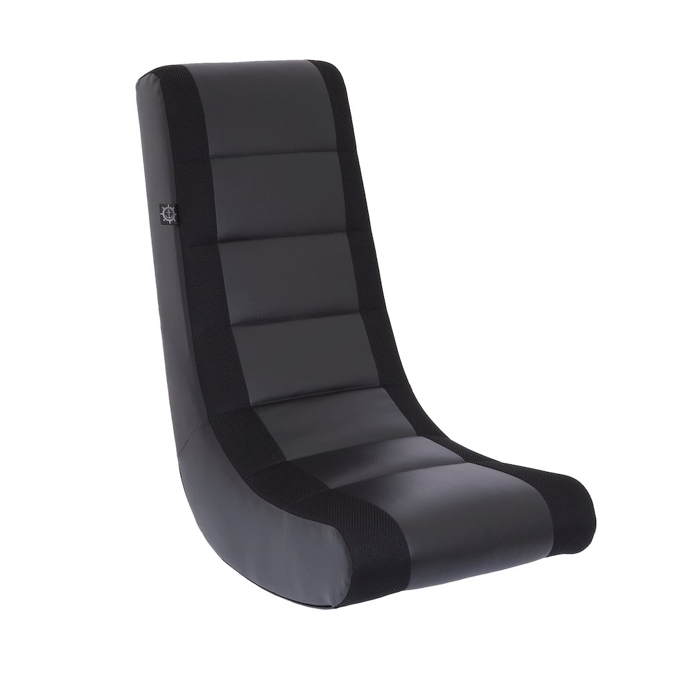 Classic Video Rocker Floor Gaming Chair, for Kids and Teens, Black/Black. Picture 1