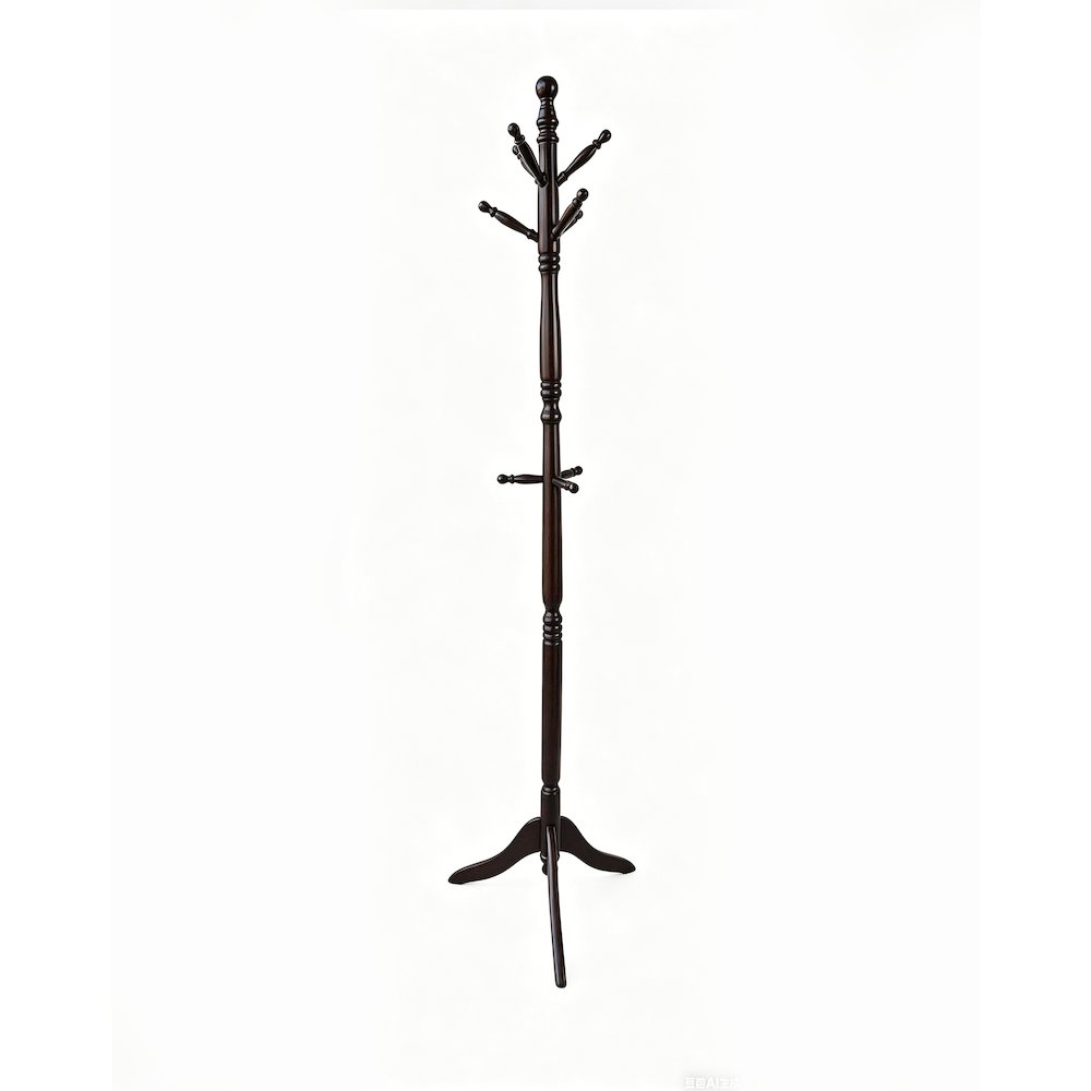 71.5" in Espresso Wood Swivel Coat Rack. Picture 1