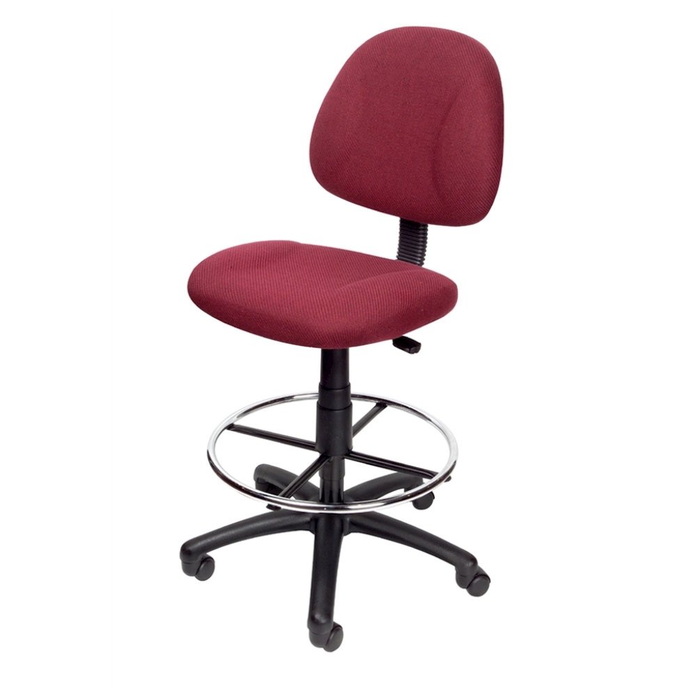 Burgundy Drafting Chair, Tall Office Chair For Standing Or Tall Desk Use. Picture 1