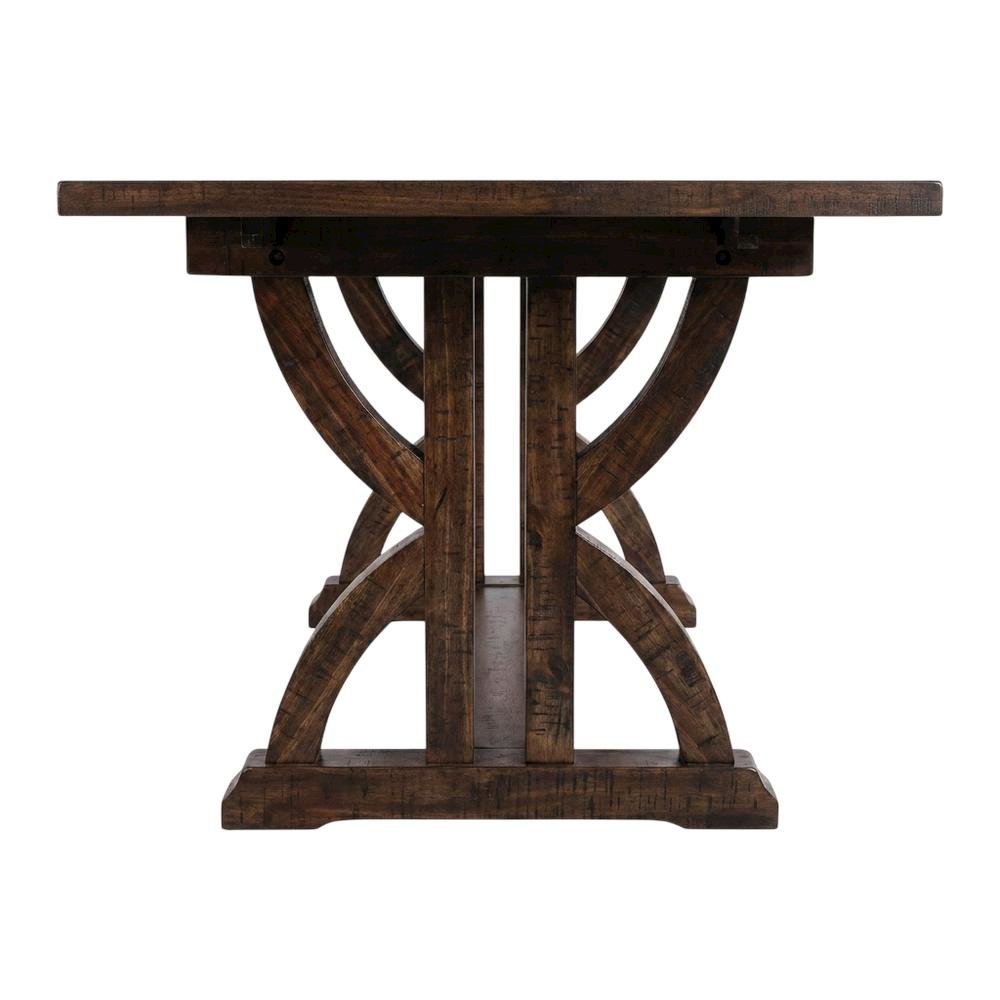 Acacia Veneer Farmhouse Dining Table 7-Piece with Upholstered Chairs, Oak. Picture 4