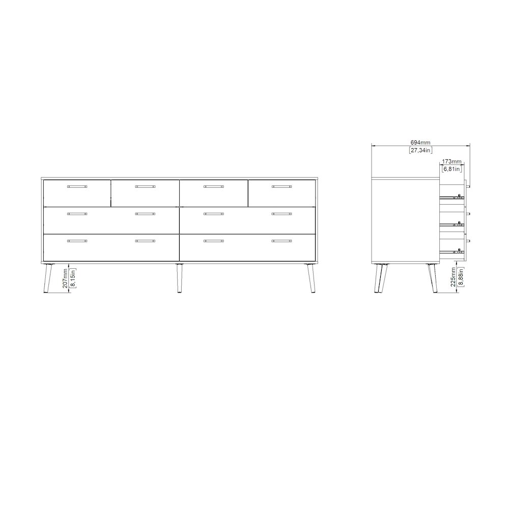 Tone 8 Drawer Double Dresser, Mocha Oak. Picture 13