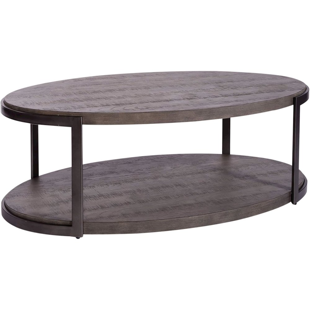Modern View Oval Cocktail Table in Gauntlet Gray. Picture 3