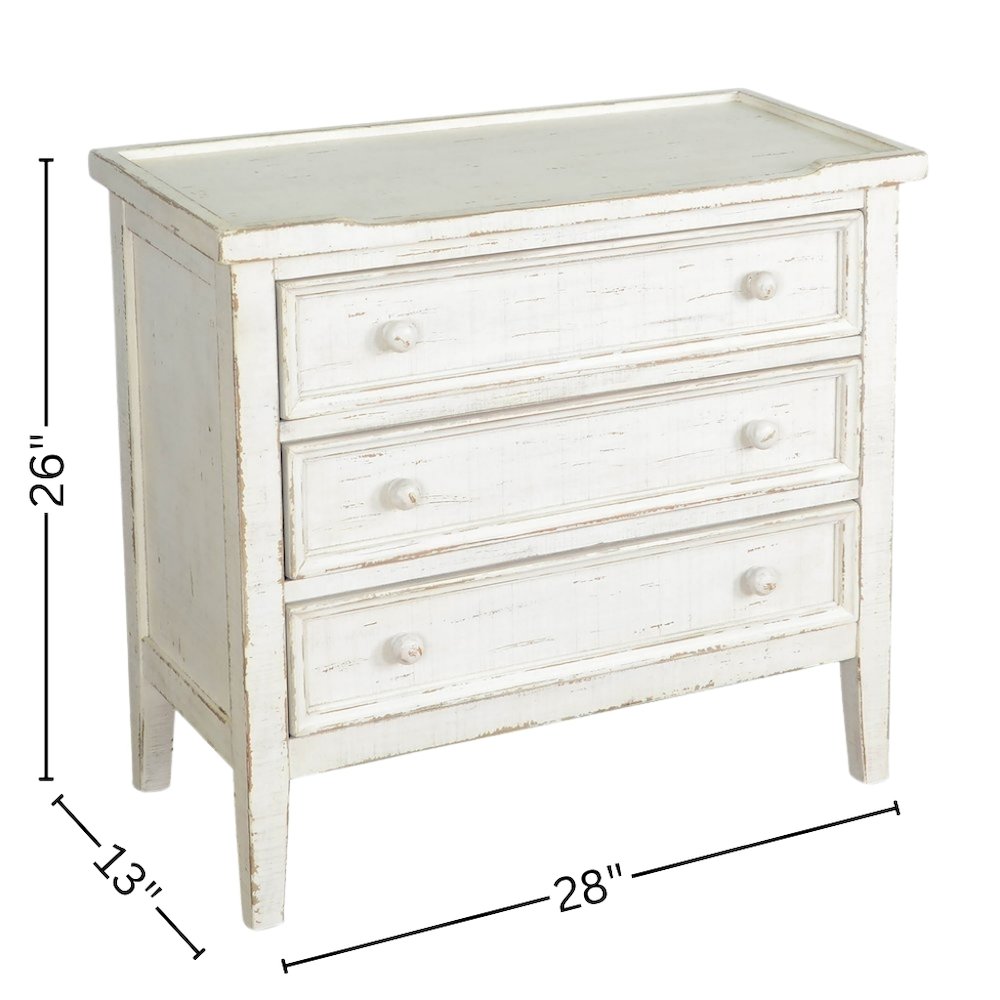 White Solid Wood Nightstand with Drawers, Farmhouse End Table with Storage. Picture 4
