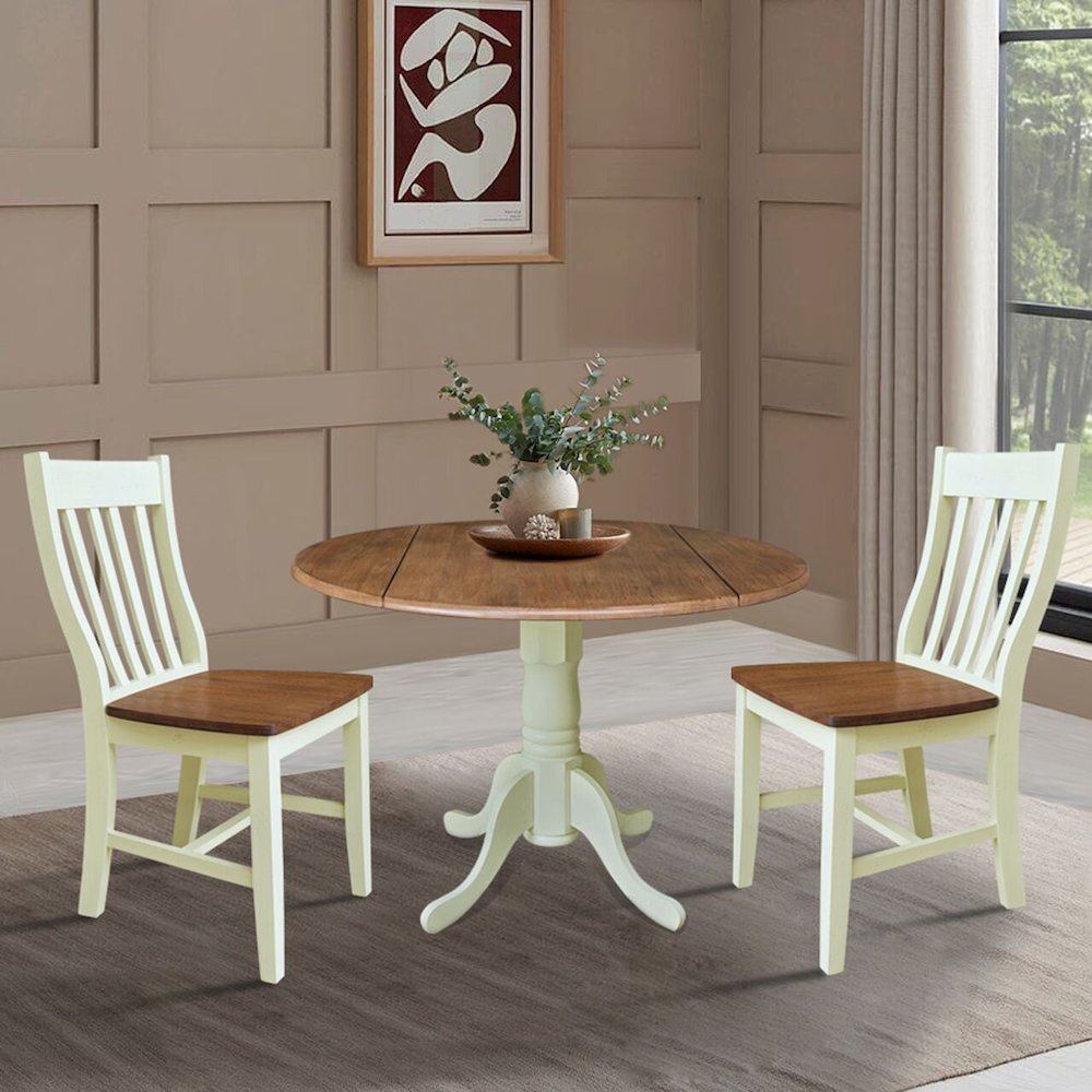 42" Dual Drop Leaf Dining Table with 2 Chairs. Picture 2