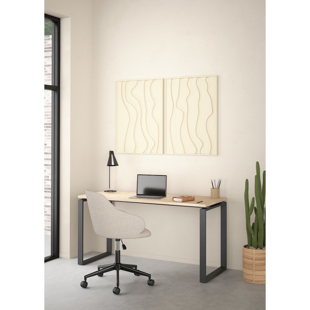 Sign Home Office Writing Office Desk, Jackson Hickory/Matte Grey. Picture 7