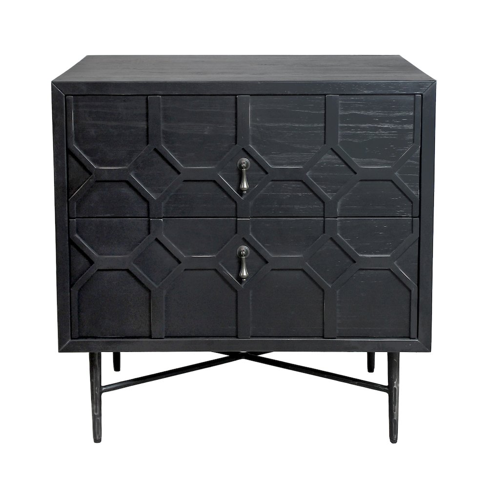 Samara 2-Drawer Small Nightstand - Black. Picture 4