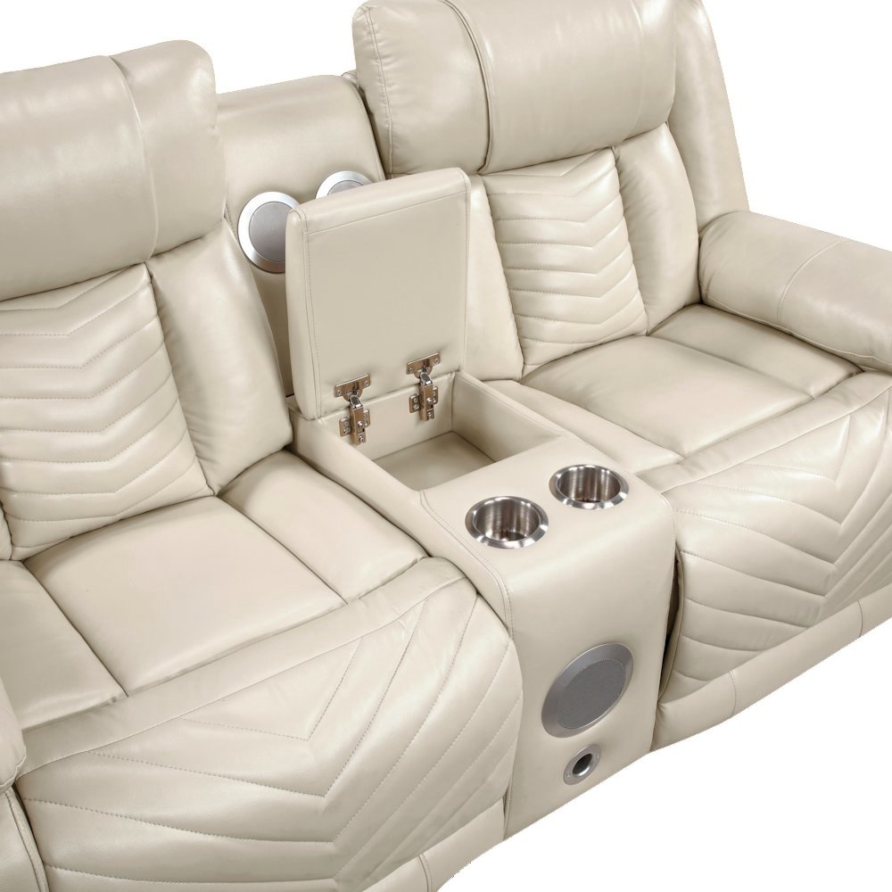 Sensa Power Reclining Loveseat.withBluetooth Speaker with Led Belt Beige. Picture 5