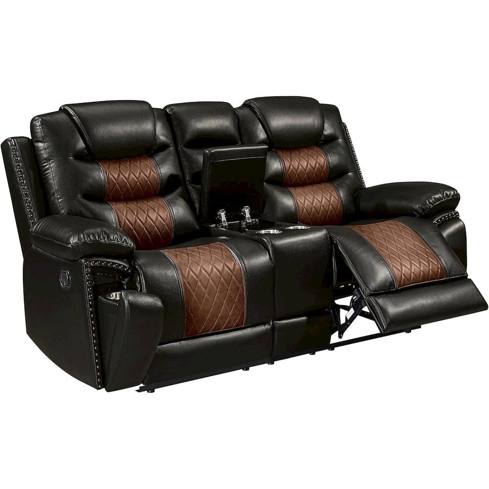 Nikko 2-Piece Faux Leather Manual Living Room Set, Brown. Picture 7