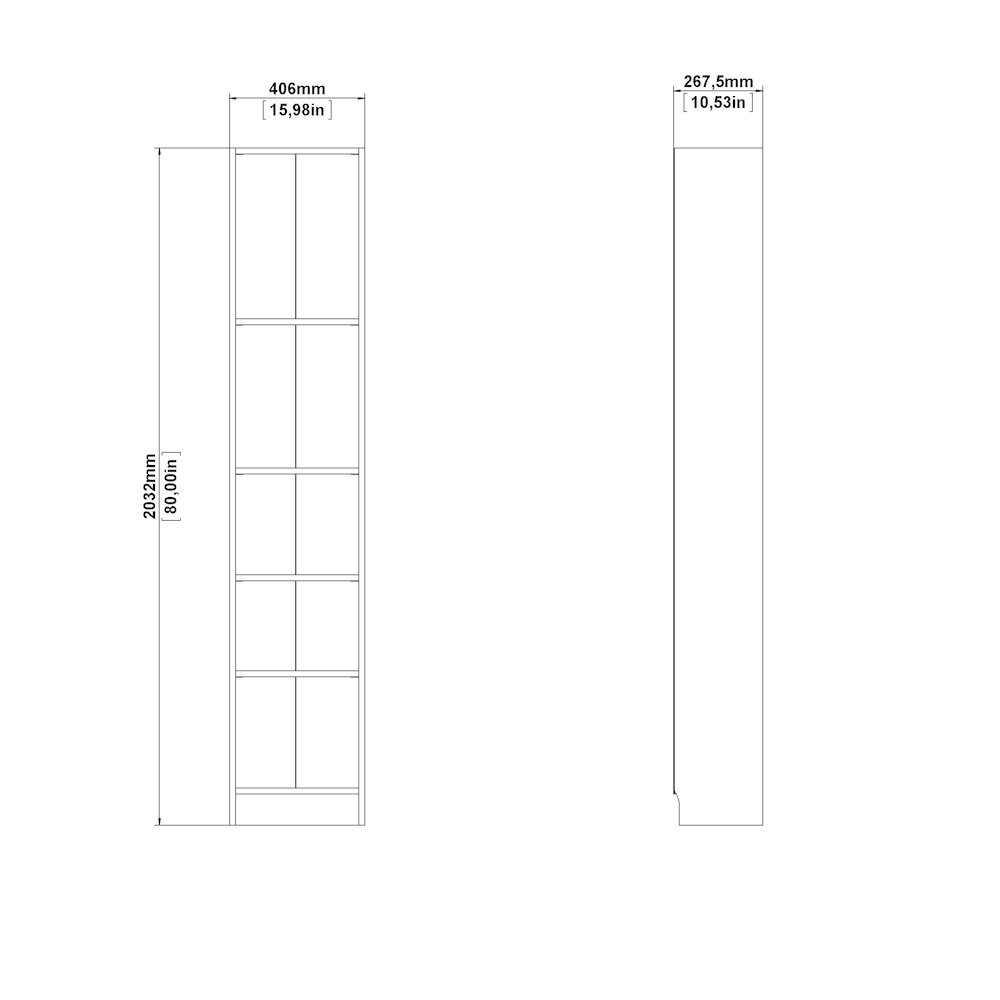 4-Piece Set, Two Narrow 5 Shelf Bookcases and Two Wide 5 Shelf Bookcases. Picture 13
