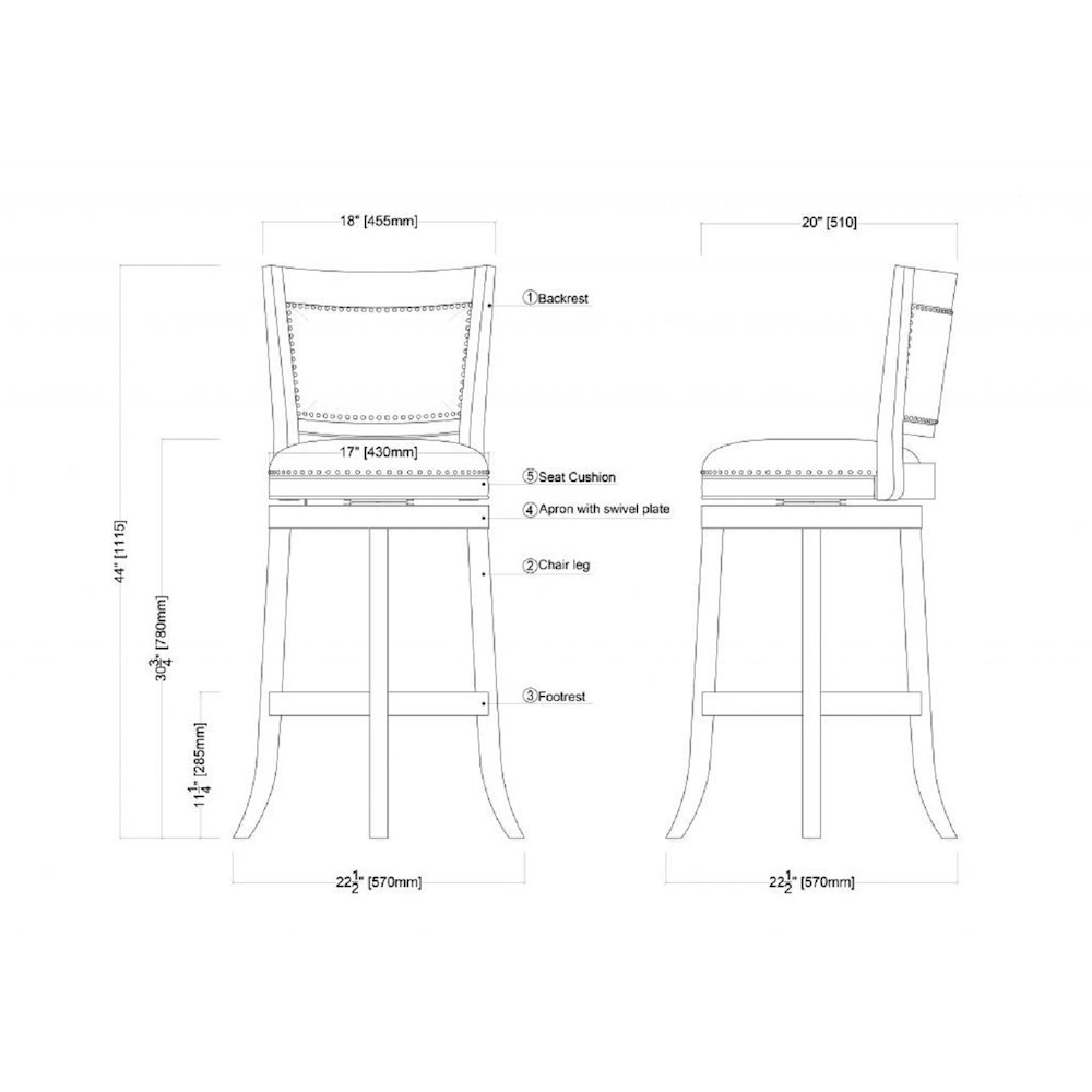 Bristol Swivel Bar Stool - Black. Picture 6