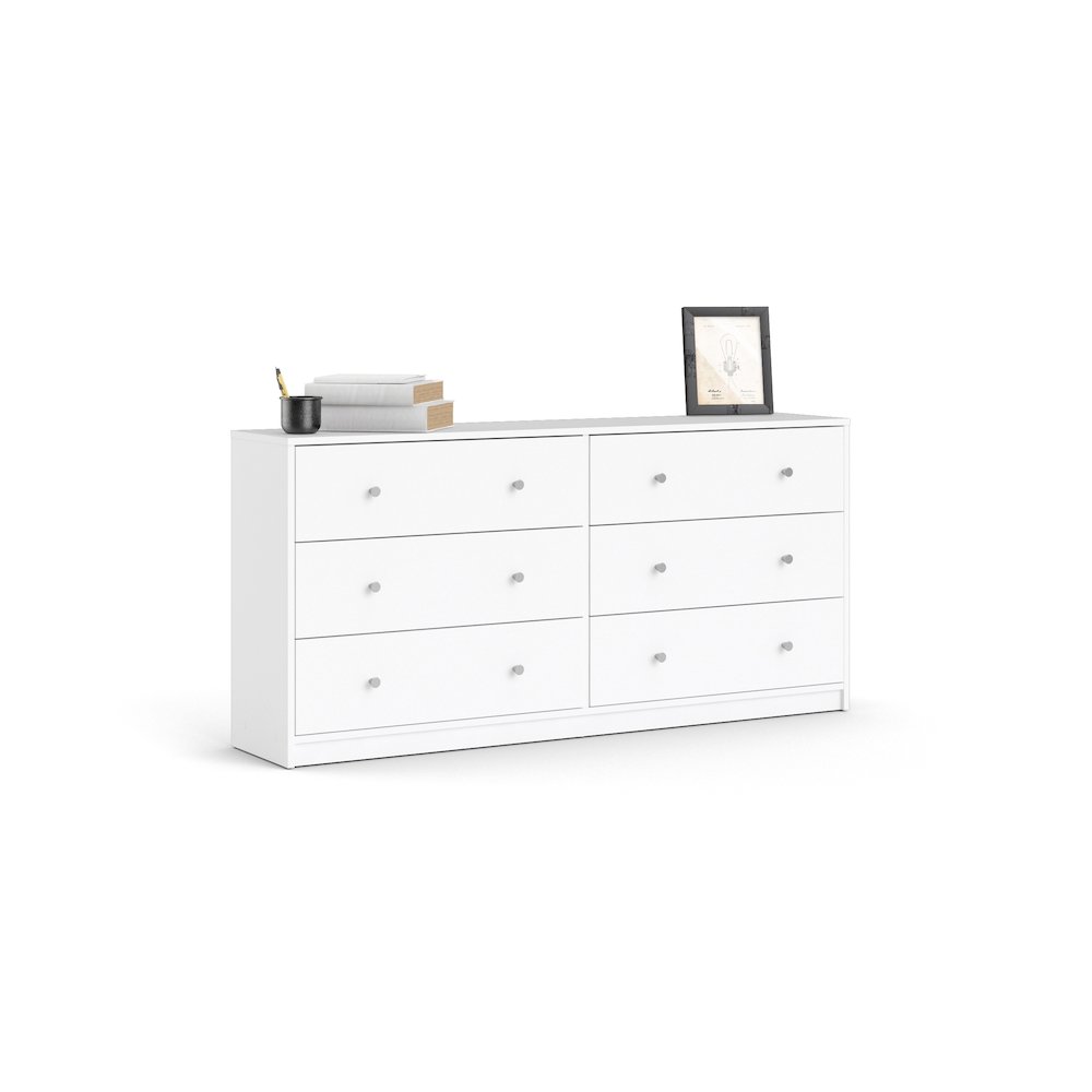 Portland 6 Drawer Double Dresser, White. Picture 7