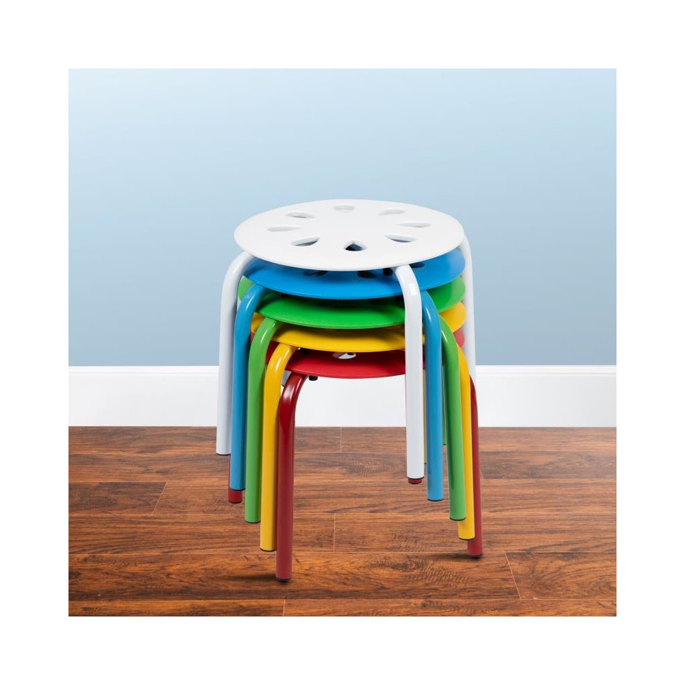 Plastic Nesting Stack Stools, 11.5"Height, Assorted Colors (5 Pack). Picture 2