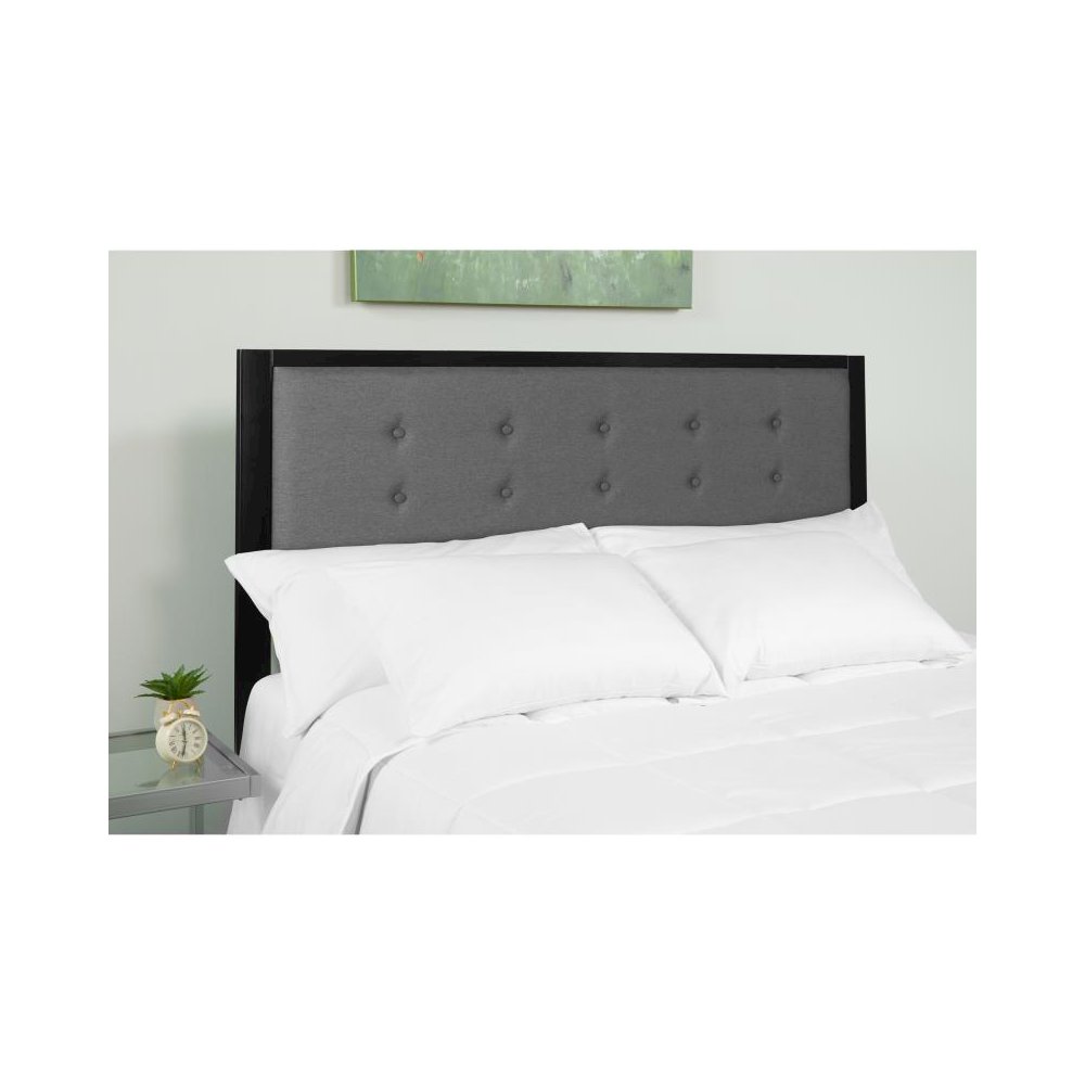 Metal Tufted Upholstered Full Size Headboard in Dark Gray Fabric. Picture 2