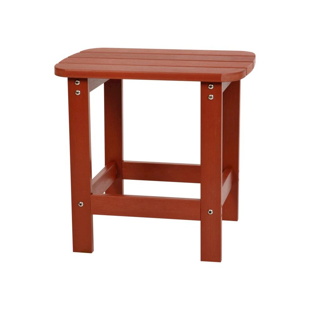 All-Weather Poly Resin Wood Adirondack Side Table in Red. Picture 1