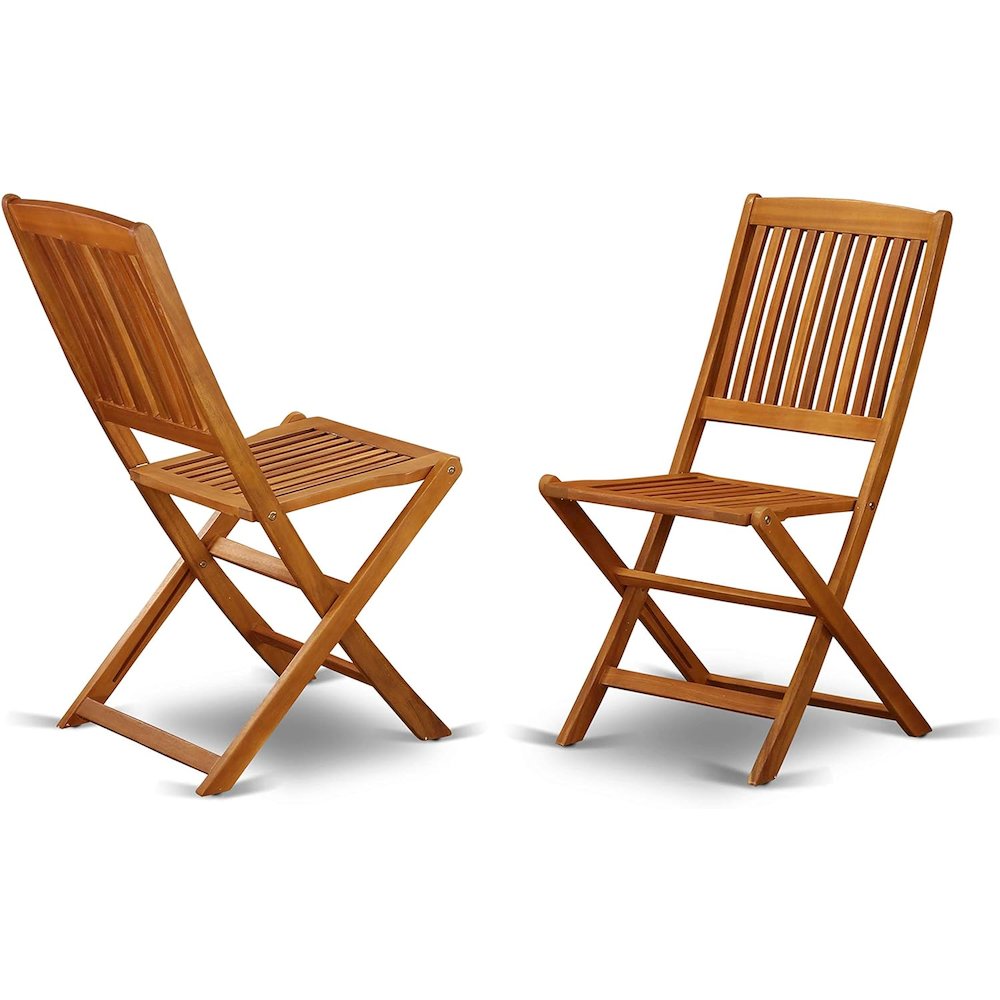 AECM7CWNA - 7 Piece Excellent Outdoor Patio Set-Beautiful Wooden Folding Table with 6 Arm Less Outdoor Chairs- Natural Oil Finish. Picture 7