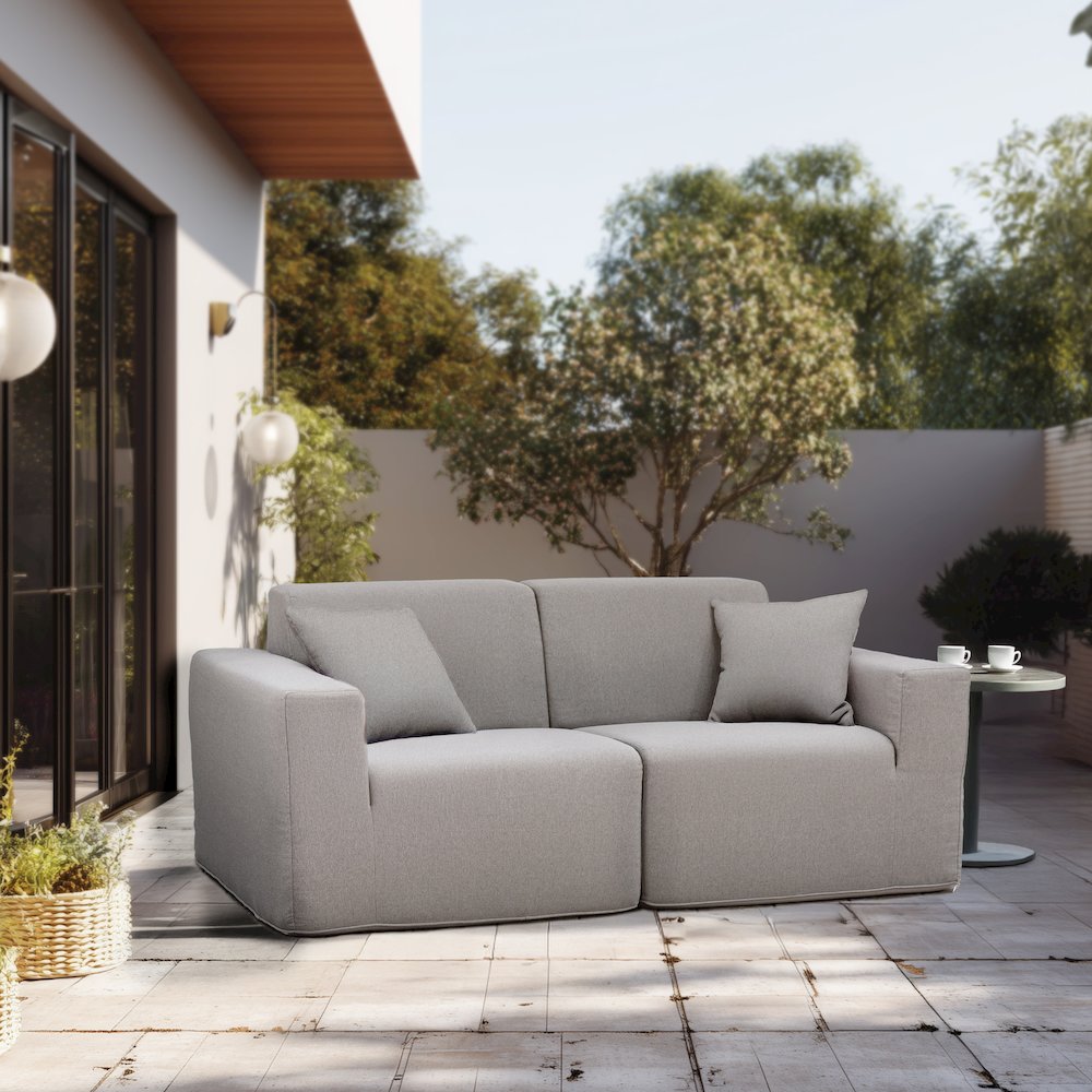 2 Place Seating Gray Outdoor Compressed Foam Sectional Sofas. Picture 2