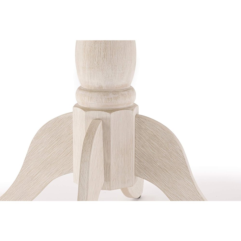 East West Furniture 1-Piece Round Dining Table with Round Wire Brush Butter Cream Table top and Wire Brush Butter Cream Pedestal Leg Finish. Picture 3
