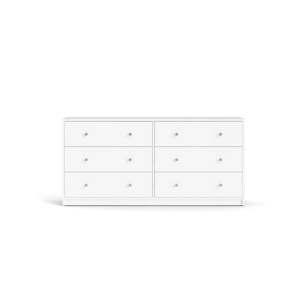 Portland 6 Drawer Double Dresser, White. Picture 2