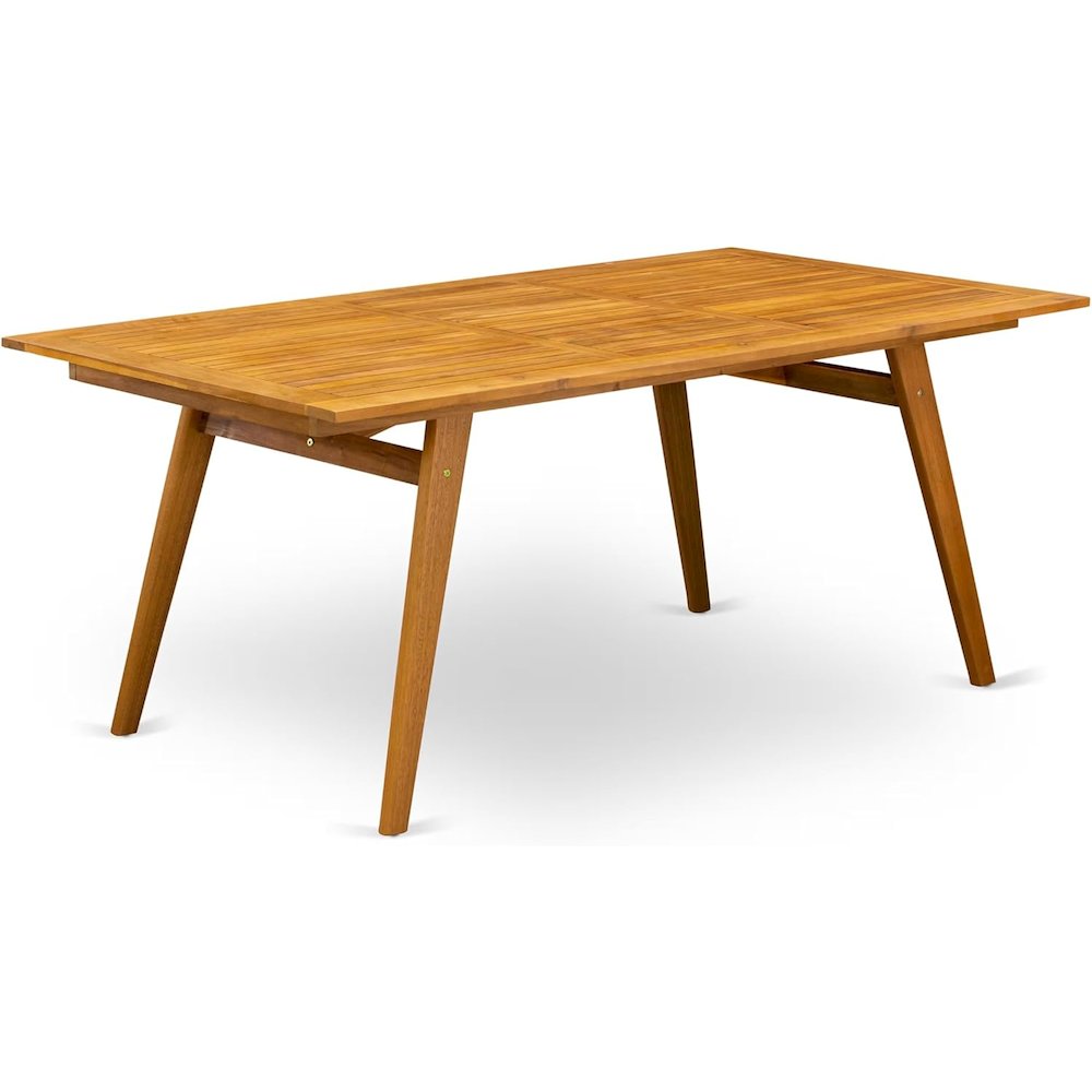East West Furniture DEBS9CANA 9-Piece Table Set- 8 Patio Dining Chairs Ladder Back and Small Outdoor Table and Rectangle Top with Wooden 4 legs - Natural Oil Finish. Picture 2