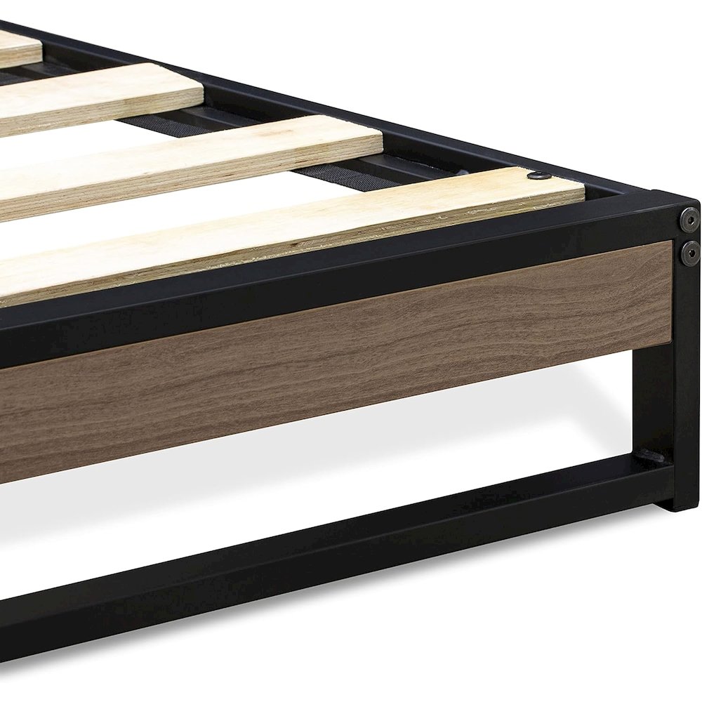 Wilson Queen Frame with 3 Supporting Legs - High-class Bed Frame in Powder Coating Black Color and Weathered Wood Laminate. Picture 4