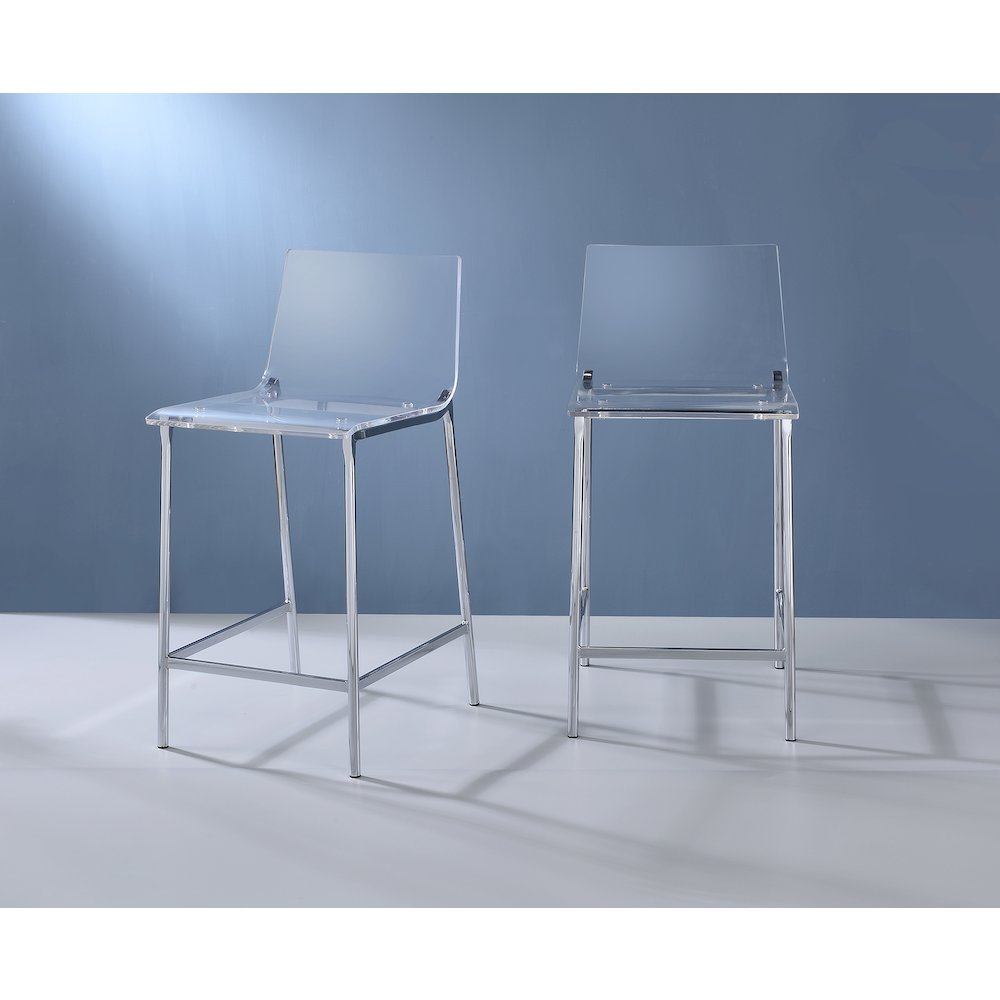 Antonio Acrylic Counter Stool Chrome Finish - Set of 2. Picture 2
