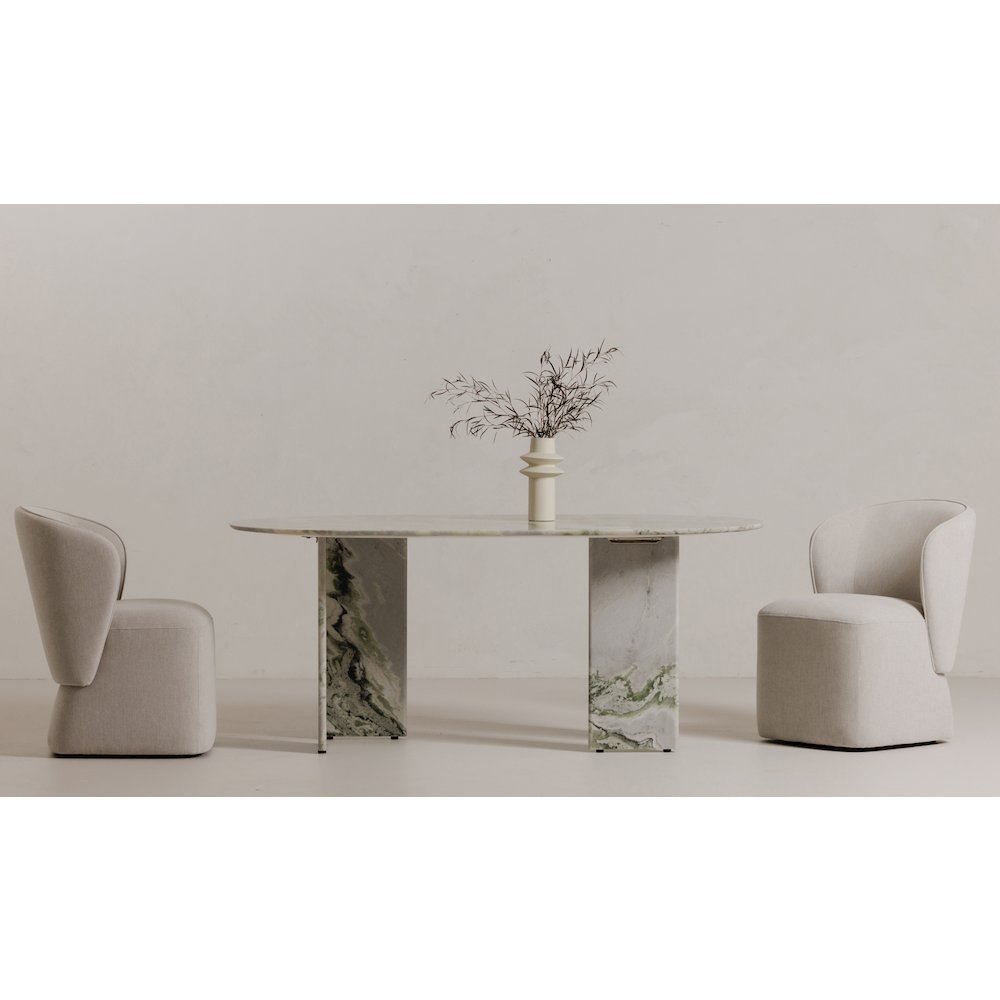 Celia Oval Dining Table Green Onyx Marble. Picture 3