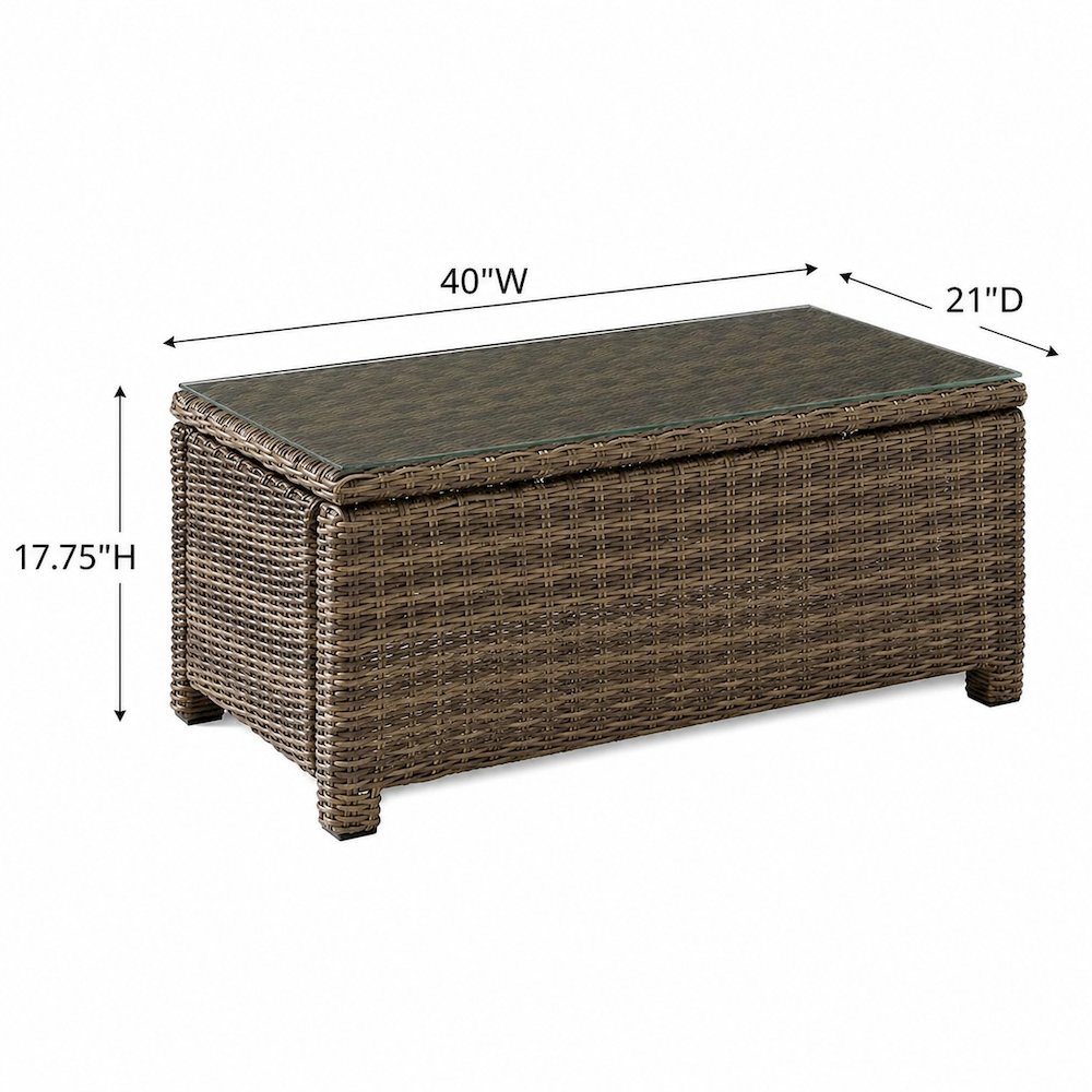 Weathered Brown Wicker Coffee Table for Outdoor Living Spaces. Picture 5
