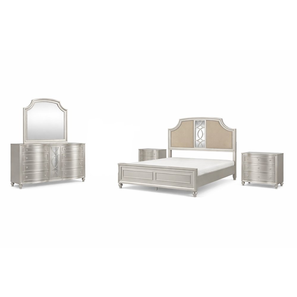 Reflections 5-Pc Wood Queen Bedroom Set (B/Dr/Mr/2Ns), Silver. Picture 1
